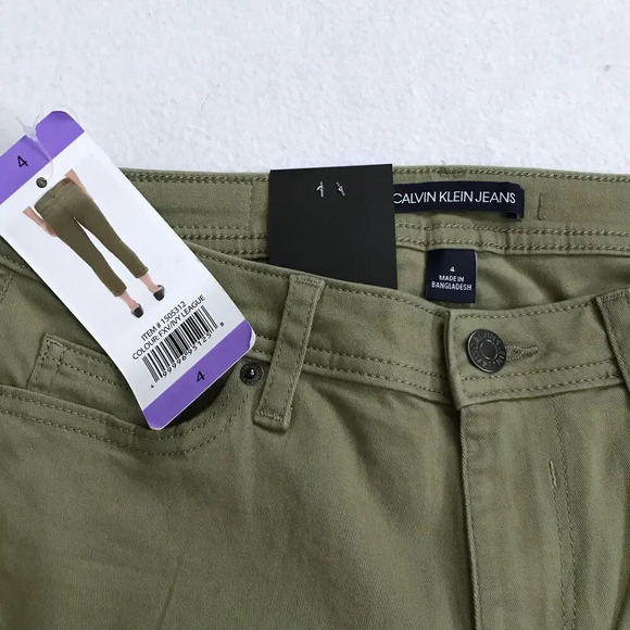 Calvin Klein NWT Olive Green Crop Jeans Women 4 - Picture 8 of 9